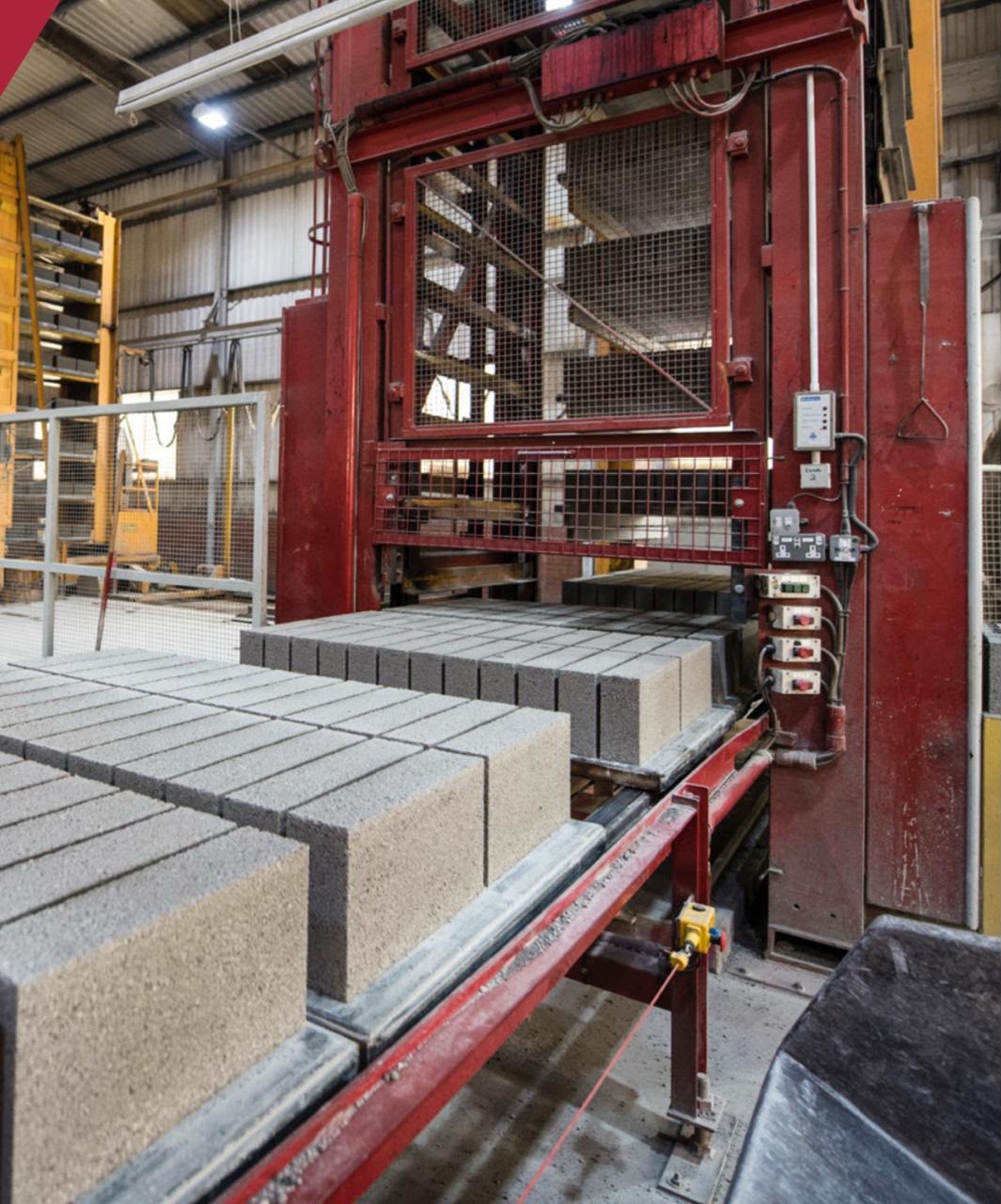 Concrete blocks leaving the production line